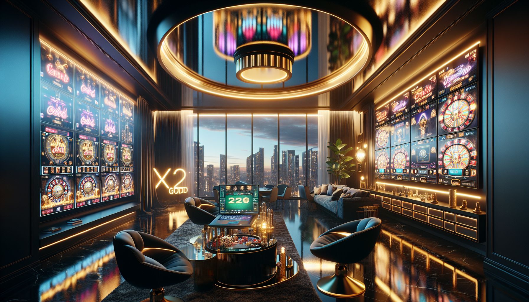 X2GOD Casino displayed on a modern tablet with live roulette and pokies in a stylish Australian apartment setting